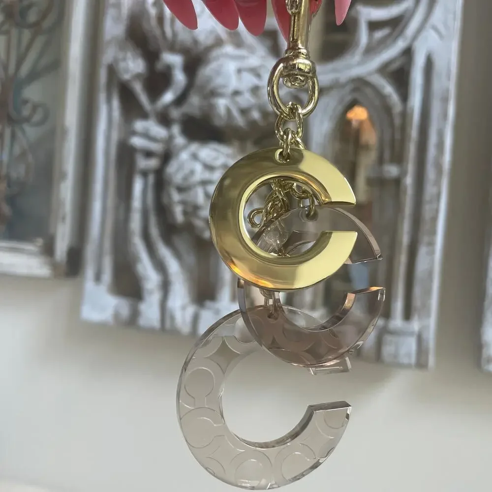 Y2K Coach Signature C Resin Charm Keychain | Gold Tone NWOT